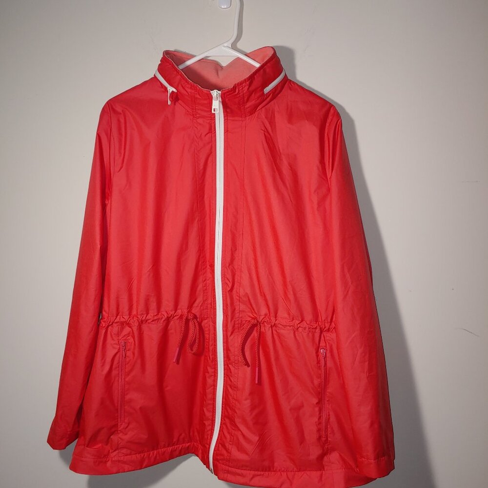 T by Talbots Raincoat Jacket Size L Coral